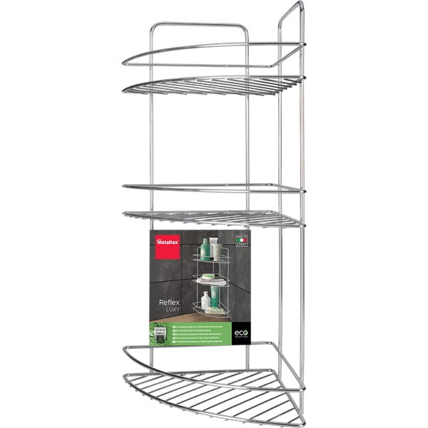 Spīdīgas sudraba krāsas tērauda vannas istabas plaukts Luxy – Metaltex-image-2
