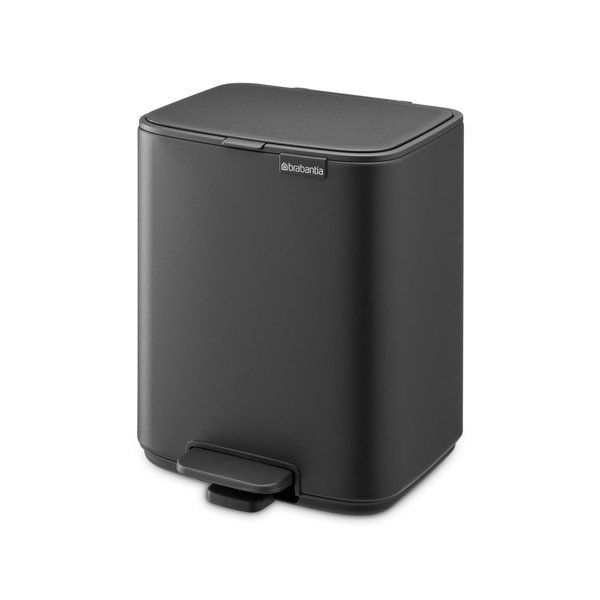 Tumši pelēka tērauda atkritumu tvertne ar pedāli 7 l Bo – Brabantia
