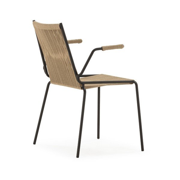 Bēši metāla pusdienu krēsli ar roku balstiem/saliekami vieni uz otra (2 gab.) Emily – Marckeric-image-3