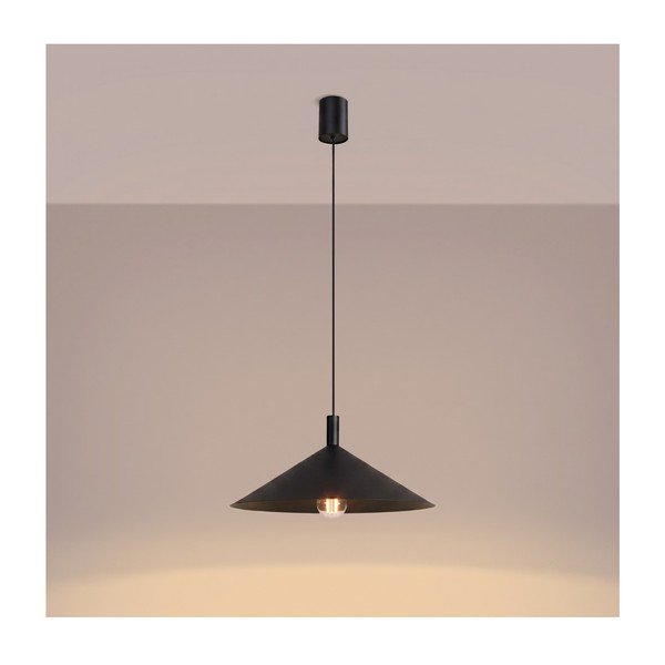 Melna tērauda piekaramā lampa ø 40 cm Zylo – Sollux-image-3