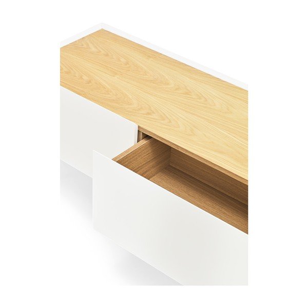 Balts/dabīga toņa TV galdiņš ar ozolkoka imitāciju 180x45 cm Arista – Teulat-image-4
