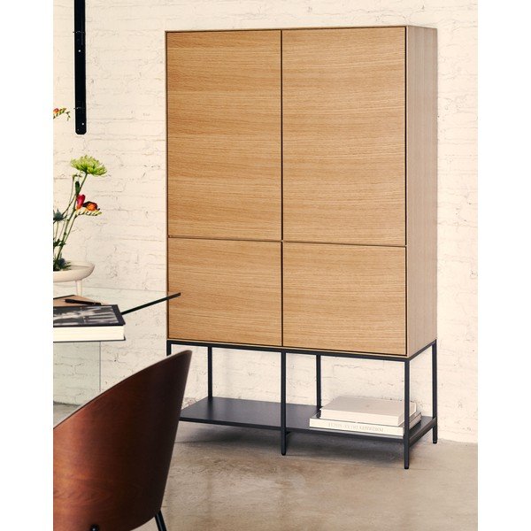 Dabīga toņa skapītis ar ozolkoka imitāciju 97,5x160 cm Vedrana – Kave Home-image-1