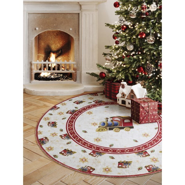 Sarkans apaļš paklājs ar Ziemassvētku motīvu ø 160 cm Toy's Delight Train – Villeroy&Boch-image-1