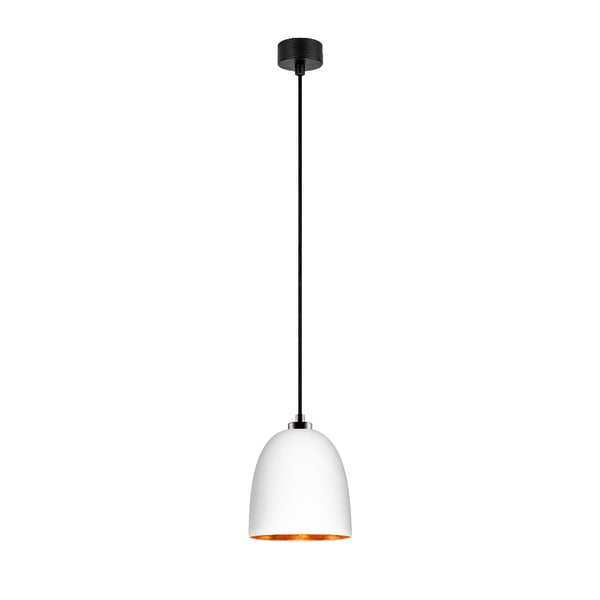 Balta griestu lampa ar melnu kabeli un vara krāsas detaļām Sotto Luce Awa