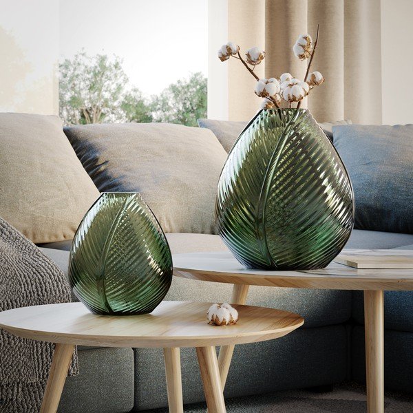 Zaļa stikla vāze (augstums 22 cm) Terrassa – AmeliaHome-image-1