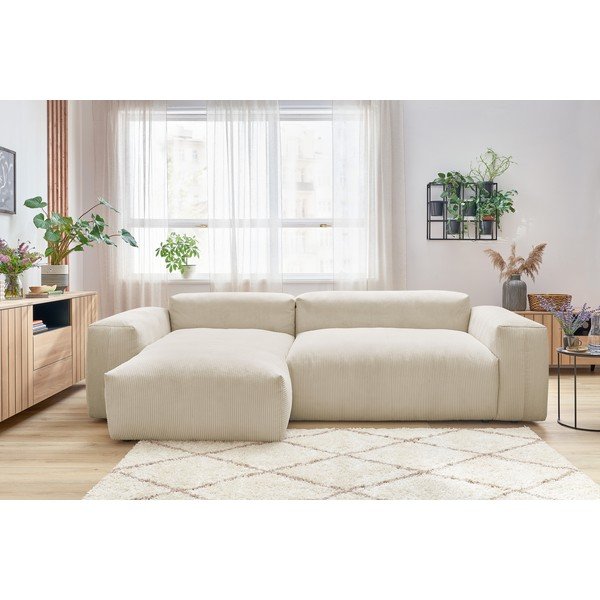 Bēšs velveta stūra dīvāns (kreisais stūris) Lafayette – Bobochic Paris-image-1