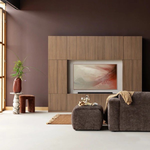 Tumša dabīga toņa modulārais TV galdiņš 268x215 cm Build – WOOOD-image-1