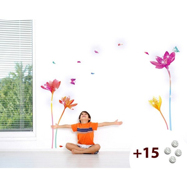 Uzlīmju un 15 Swarovski kristālu komplekts Ambiance Rainbow Flowers-image-2