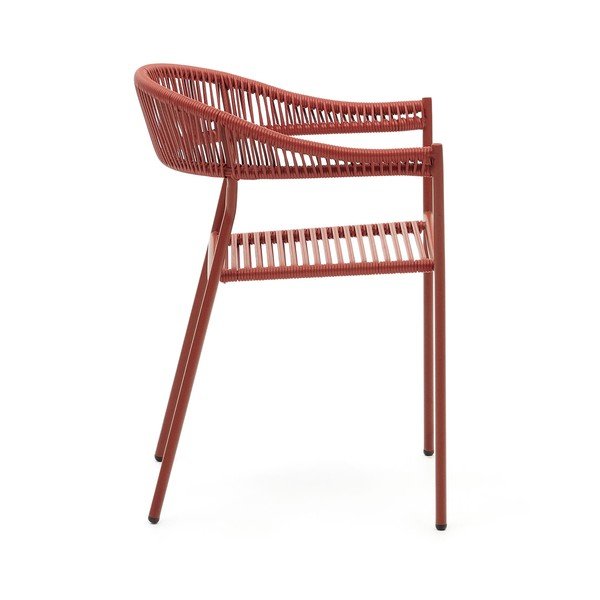 Ķieģeļu sarkani mākslīgās rotangpalmas pusdienu krēsli (4 gab.) Futadera – Kave Home-image-2