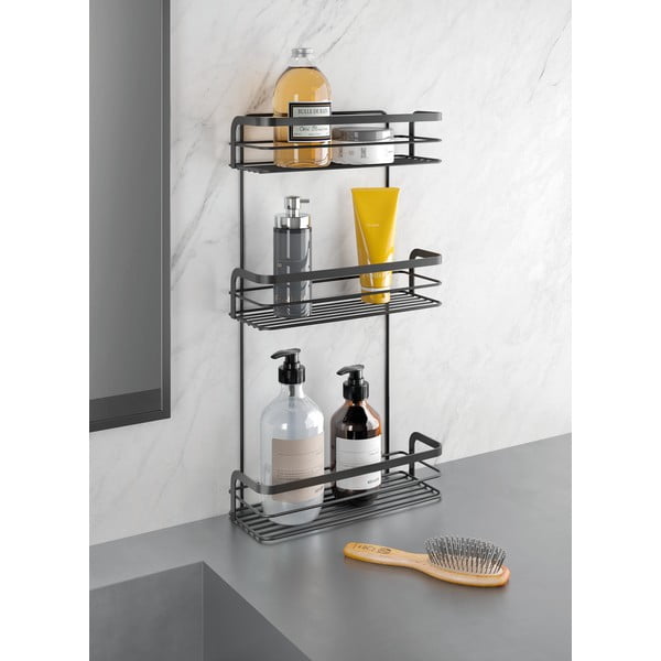 Melns trīs līmeņu vannas istabas plaukts Metaltex Origin-image-1