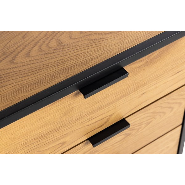 Melns grāmatu plaukts ar ozolkoka imitāciju 85x141 cm Swindon – Actona-image-1