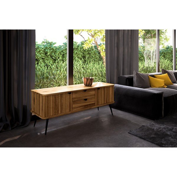 Dabīga toņa zema kumode no ozolkoka 144x57 cm Kula – The Beds-image-4