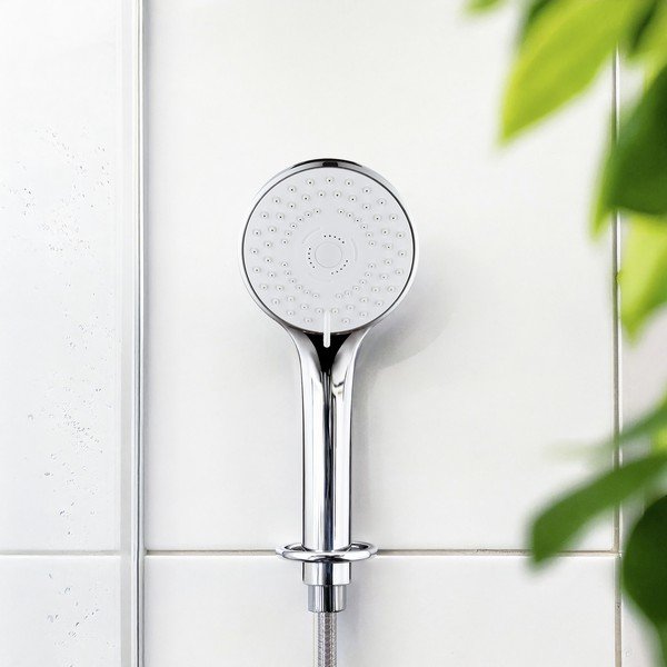 Sudraba krāsas plastmasas dušas galva ø 9,5 cm Uno – Allstar-image-1