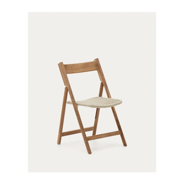Balts/dabīga toņa masīvkoka dārza krēsls Dandara – Kave Home