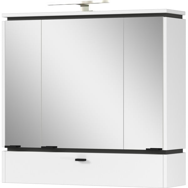 Balts vannas istabas skapītis ar spoguli un apgaismojumu 79x80 cm Modesto – Germania-image-1