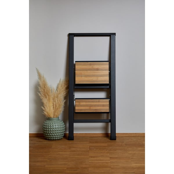 Melnas alumīnija neslīdošas saliekamās kāpnes Wenko Stepladder II.-image-3