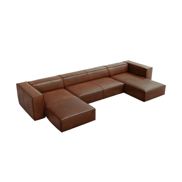 Konjaka brūnas ādas stūra dīvāns (U veida) Madame – Windsor & Co Sofas-image-2