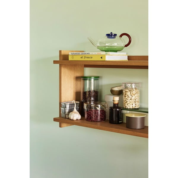 Dabīga toņa daudzlīmeņu sienas plaukts ar ozolkoka imitāciju 100 cm Forma – Hübsch-image-1