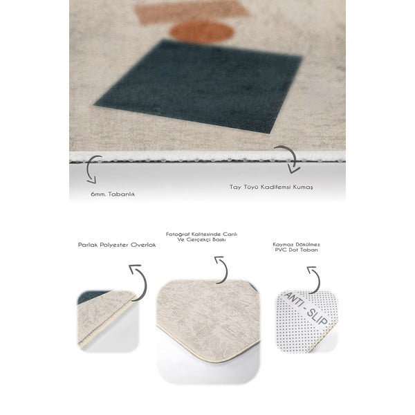 Bēši samta vannas istabas paklājiņi (2 gab.) 60x100 cm Geometry Shapes – Mila Home-image-3