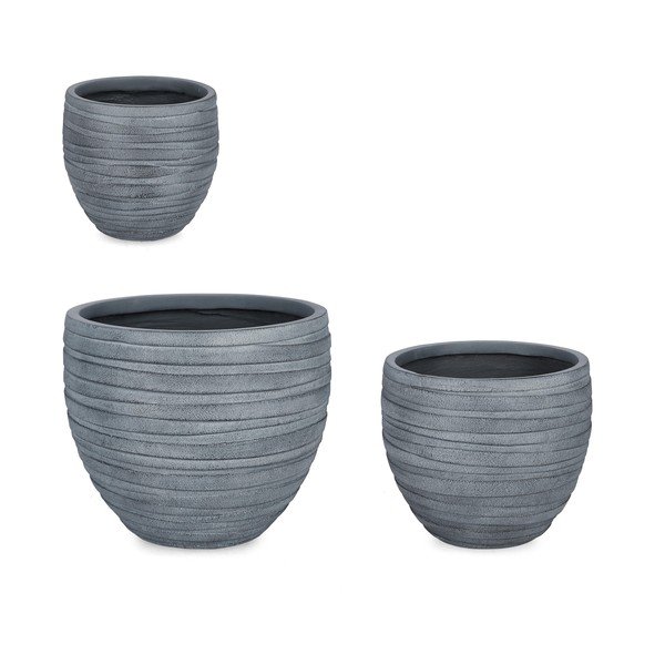 Puķu podi (3 gab.) ø 46 cm Strips – Bizzotto-image-1