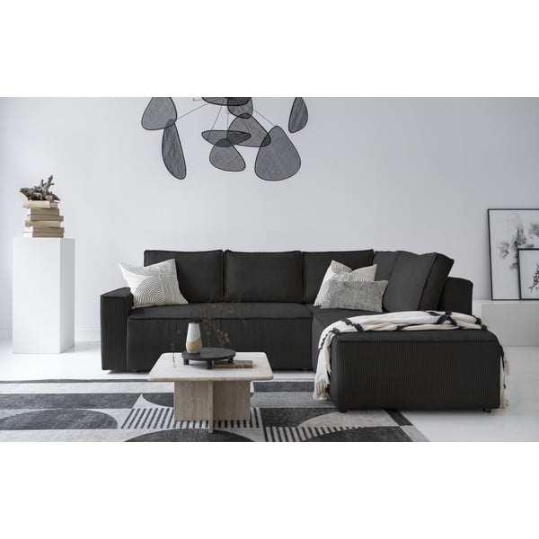 Antracīta pelēks velveta salokāms stūra dīvāns (ar labo stūri) Brave Dave – Miuform-image-4