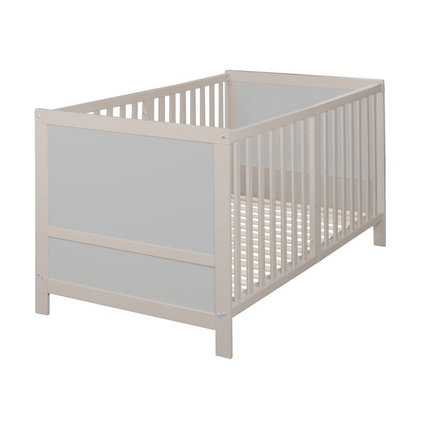 Pelēka bērnu gultiņa ar regulējamu augstumu 70x140 cm Easy Sleep – Roba-image-2