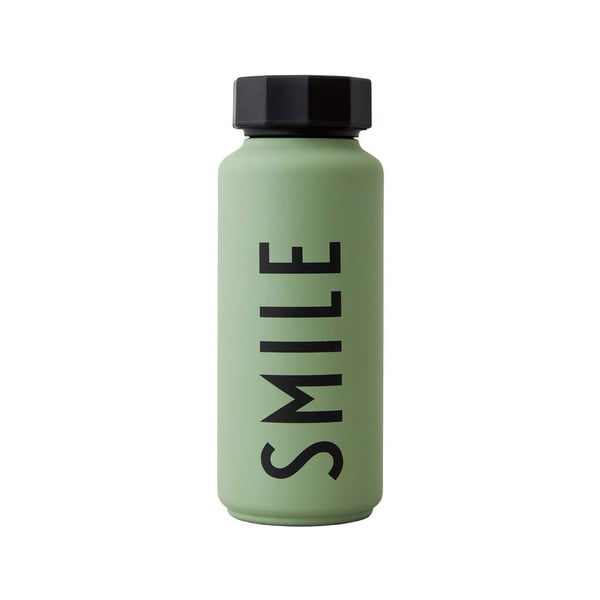 Gaiši zaļa termo pudele Design Letters Smile, 500 ml