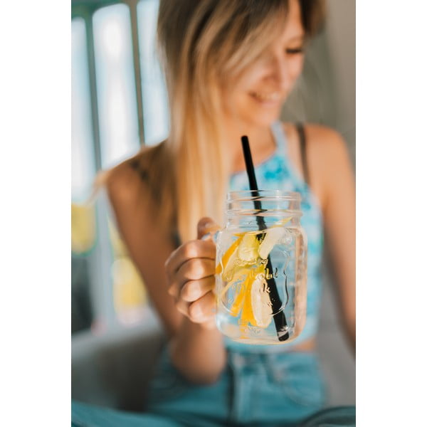 6 melnu stikla salmiņu komplekts Vialli Design, garums 20 cm-image-2