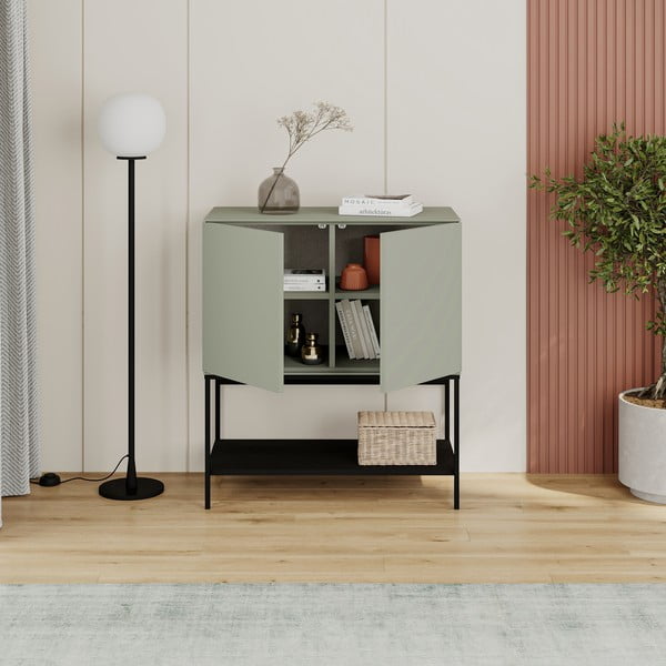 Zaļš/melns skapītis 80x90x40 cm Amira – Marckeric-image-2