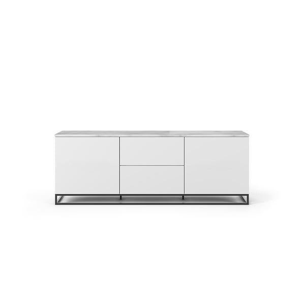 Balts TV galdiņš ar gaišu virsmu un melnām kājām, 180 x 65 cm Join – TemaHome