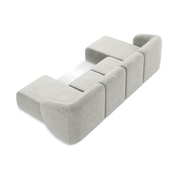 Gaiši pelēks (U veida) stūra dīvāns no šenila auduma Lani – Makamii-image-3