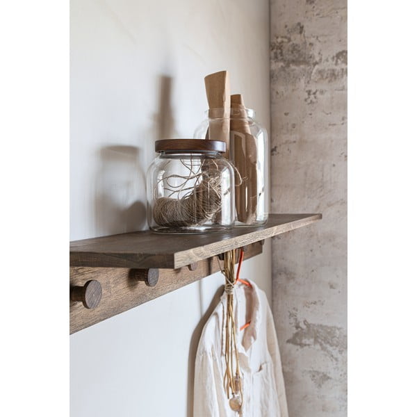 Brūns ozola masīvkoka sienas pakaramais ar plauktu 90 cm Showcase – Mette Ditmer Denmark-image-2