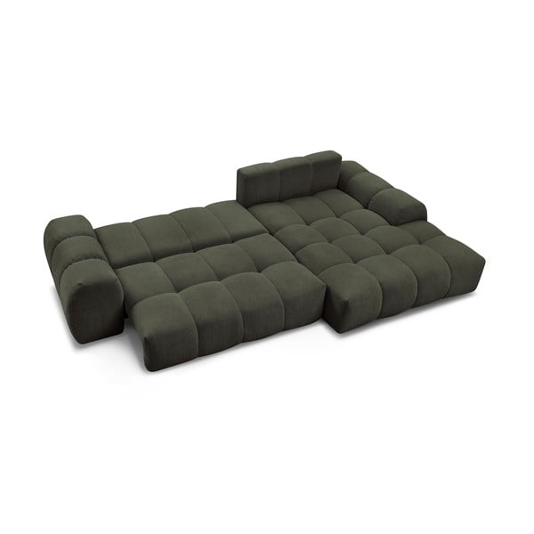 Zaļš salokāms/ar uzglabāšanas vietu stūra dīvāns no šenila auduma (ar labo stūri/ar zvilni) Everest – Bobochic Paris-image-4