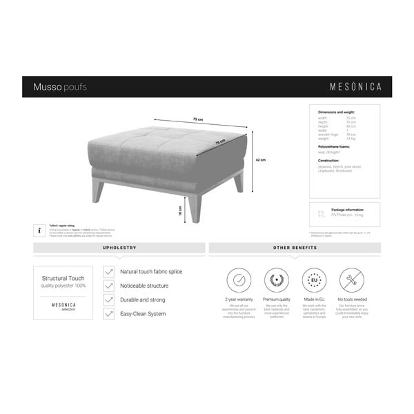 Antracīta pelēks kāju soliņš MESONICA Musso Tufted-image-3