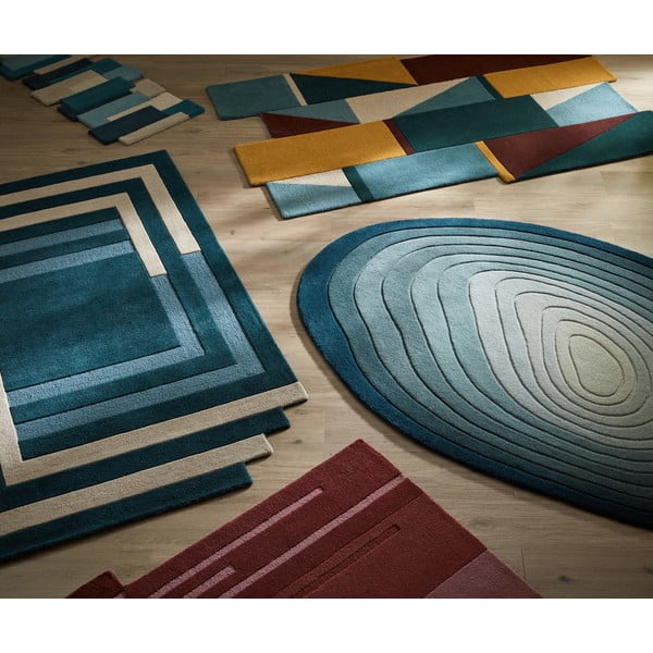 Zils vilnas paklājs 160x230 cm Puddle Ombre Wool – Flair Rugs-image-4