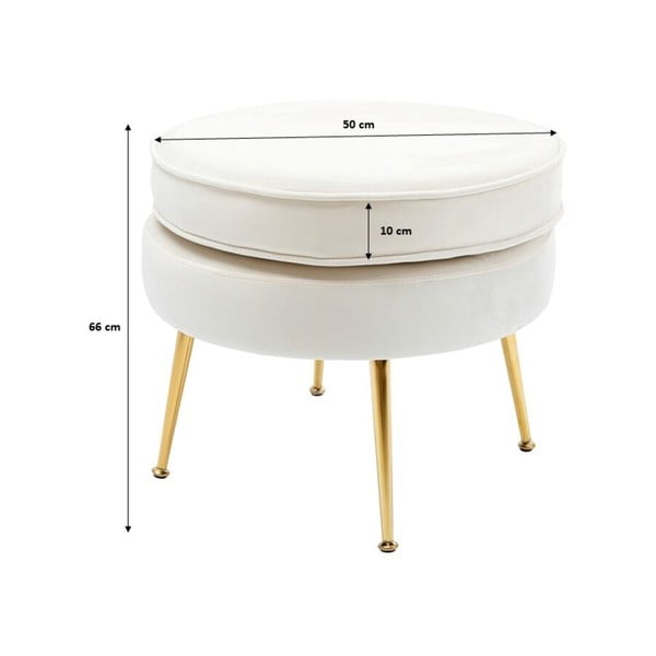 Balts samta kāju soliņš Water Lily – Kare Design-image-3