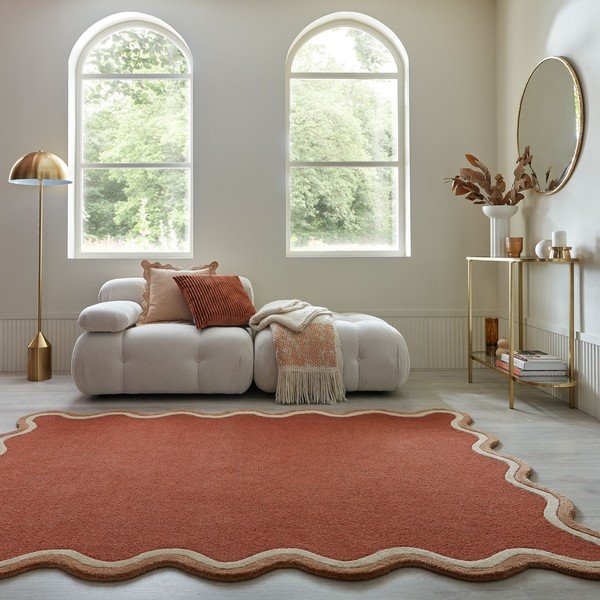 Terakotas oranžs ar rokām darināts paklājs no vilnas maisījuma 160x230 cm Rivo Wool – Flair Rugs-image-1