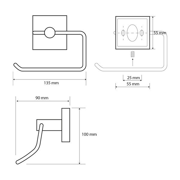 Misiņa tualetes papīra turētājs sudraba krāsā Sapho X-Square-image-1