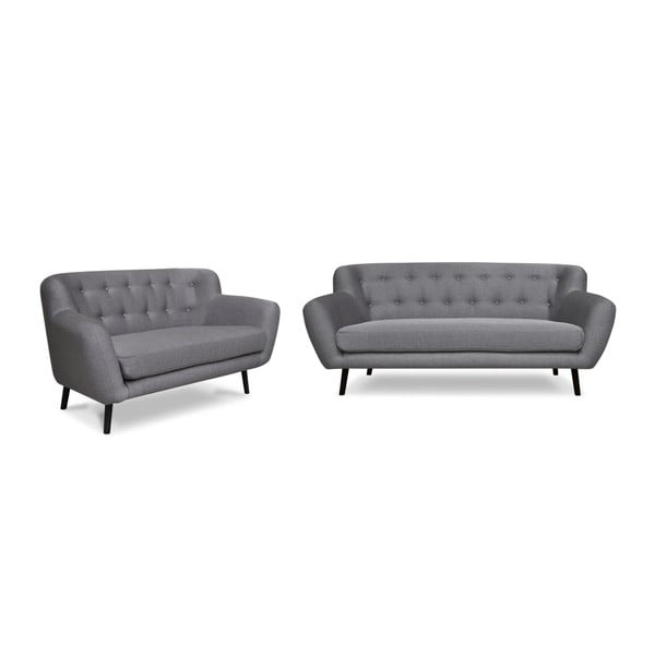 2 pelēku divvietīgu un trīsvietīgu dīvānu komplekts Cosmopolitan design Hampstead