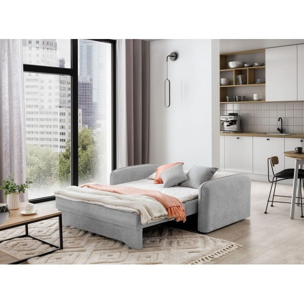 Gaiši pelēks salokāms/ar uzglabāšanas vietu dīvāns no šenila auduma 155 cm Laine – ELTAP-image-4