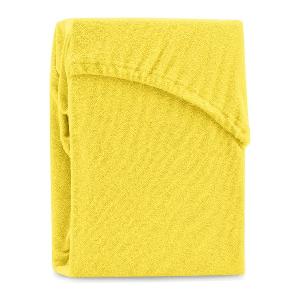 Dzeltens elastīgs palags divguļamai gultai AmeliaHome Ruby Siesta, 220/240 x 220 cm