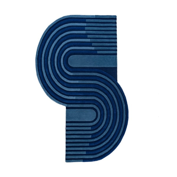 Tumši zils ar rokām darināts vilnas paklājs 120x180 cm Conway Retro – Flair Rugs