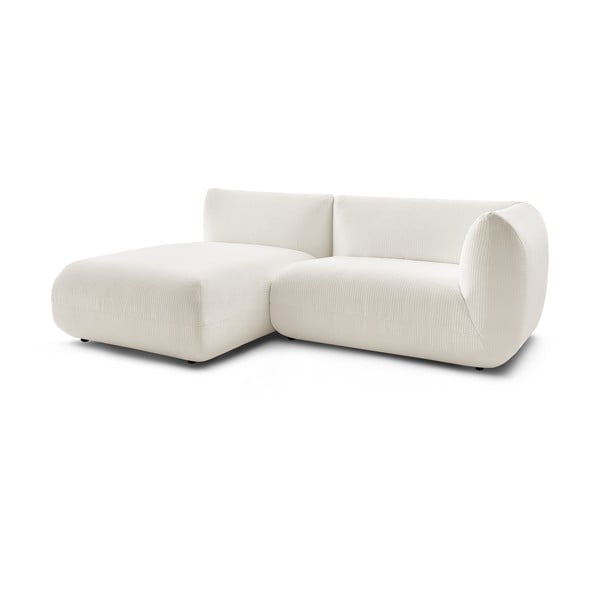 Balts velveta stūra dīvāns (kreisais stūris) Lecomte – Bobochic Paris-image-3