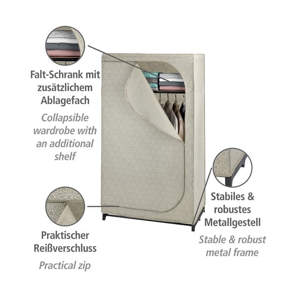 Bēšs tekstila drēbju skapis 90x160 cm Balance – Wenko-image-4