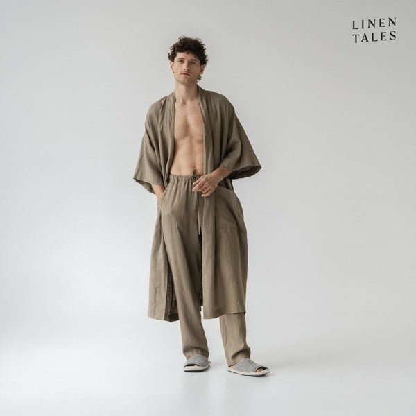 Haki lina halāts izmērs L/XL Summer – Linen Tales-image-2