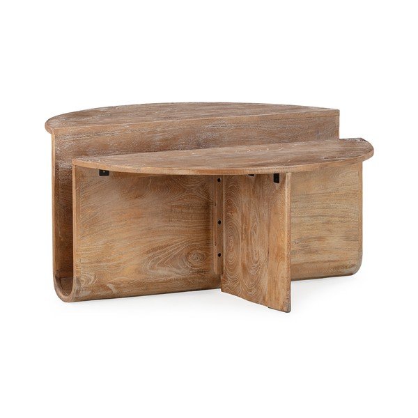 Tumša dabīga toņa mango masīvkoka apaļš žurnālgaldiņš ø 80 cm Divya – MOME