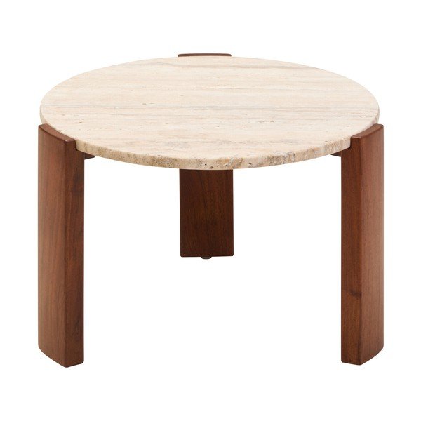 Brūns/gaiša dabīga toņa apaļš žurnālgaldiņš ar marmora virsmu ø 60 cm Palermo – Premier Housewares