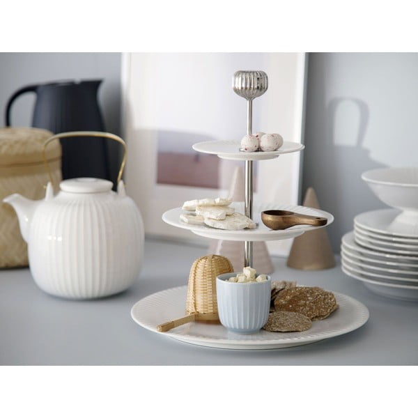 Balts trīsstāvīgs porcelāna trauks Kähler Design Hammershoi Etagere, ⌀ 28 cm-image-2