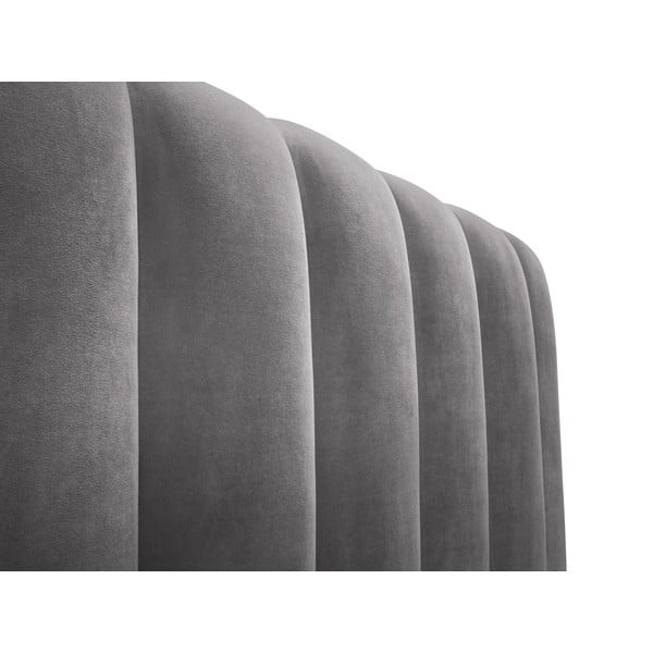 Pelēka mīksta divvietīga gulta ar uzglabāšanas vietu un režģi 200x200 cm Kelp – Micadoni Home-image-4