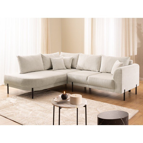 Bēšs stūra dīvāns no šenila auduma (ar kreiso stūri/L veida) Mauris  – Ropez-image-4